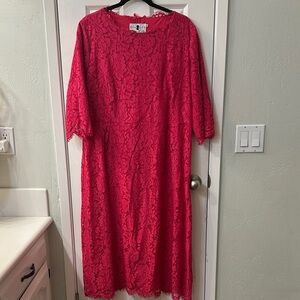 Dainty Jewells Hot Pink Lace Midi Dress XXL